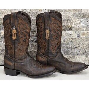 Tanner Mark Men's Leather Western Boots Gibson J-Toe Kabul Brown Cowboy Size 9